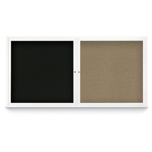 Corkboard, Single Door, Radius Frame, 24x36", Satin/Burgundy